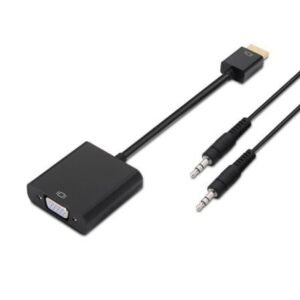Conversor Aisens A122-0126/ HDMI Macho - VGA Hembra/ Jack 3.5 Hembra/ 10cm/ Preto