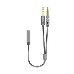 Cabo Estéreo Aisens A128-0417/ Jack 3.5 Hembra - 2x Jack 3.5 Macho/ 25cm/ Cinzento