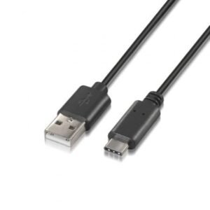 Cabo USB 2.0 Tipo-C Aisens A107-0051/ USB Tipo-C Macho - USB Macho/ 480Mbps/ 1m/ Preto