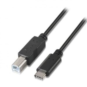 Cabo USB 2.0 Impressora Aisens A107-0053/ USB Tipo-C Macho - USB Tipo-B Macho/ 480Mbps/ 1m/ Preto