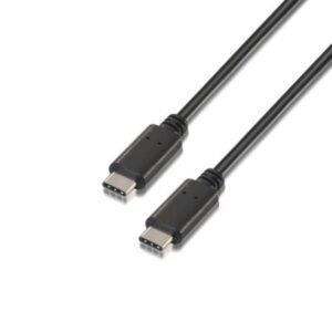 Cabo USB 2.0 Tipo-C Aisens A107-0056/ USB Tipo-C Macho - USB Tipo-C Macho/ 480Mbps/ 1m/ Preto