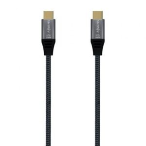 Cabo USB 3.2 Tipo-C Aisens A107-0670 20GBPS 100W/ USB Tipo-C Macho - USB Tipo-C Macho/ Hasta 100W/ 20Gbps/ 60cm/ Cinzento