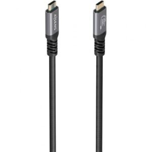 Cabo USB 3.2 Tipo-C Aisens A107-0988/ USB Tipo-C Macho - USB Tipo-C Macho/ Hasta 100W/ 20Gbps/ 3m/ Preto
