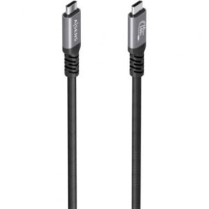 Cabo USB 3.2 Tipo-C Aisens A107-0990/ USB Tipo-C Macho - USB Tipo-C Macho/ Hasta 100W/ 10Gbps/ 5m/ Preto