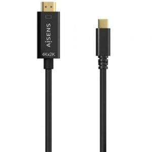 Cabo Conversor HDMI 4K Aisens A109-0623/ USB Tipo-C Macho - HDMI Macho/ Hasta 27W/ 1250Mbps/ 80cm/ Preto