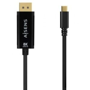Cabo Conversor Aisens A109-0689/ USB Tipo-C Macho - DisplayPort Macho/ Hasta 27W/ 1250Mbps/ 1.8m/ Preto