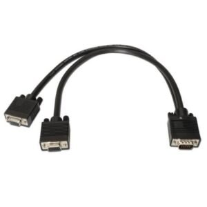 Cabo Duplicador SVGA Aisens A113-0081/ VGA Macho - 2x VGA Hembra/ Hasta 3W/ 10Mbps/ 45cm/ Preto