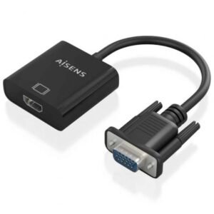 Cabo Conversor Aisens A115-0873/ VGA Macho/ HDMI Hembra - Jack 3.5 Hembra - MicroUSB / 20cm/ Preto