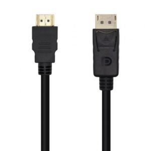 Cabo Conversor Aisens A125-0461/ DisplayPort Macho - HDMI Macho/ Hasta 5W/ 2300Mbps/ 5m/ Preto
