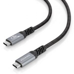 Cabo USB 4.0 Tipo-C Aisens A156-0996/ USB Tipo-C Macho - USB Tipo-C Macho/ Hasta 240W/ 40Gbps/ 2m/ Preto