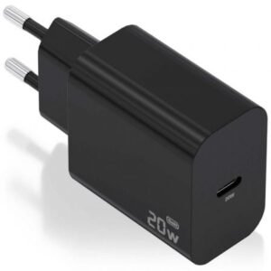Carregador de Pared GaN Aisens A110-0939/ 1xUSB Tipo-C/ 20W/ Preto