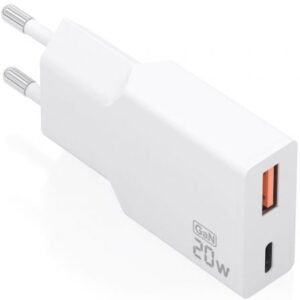 Carregador de Pared GaN Aisens A110-0998/ 1xUSB Tipo-C/ 1xUSB/ 20W/ Branco