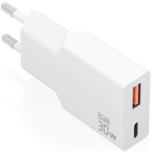 Carregador de Pared GaN Aisens A110-1002/ 1xUSB Tipo-C/ 1xUSB/ 30W/ Branco
