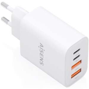 Carregador de Pared GaN Aisens A110-1027/ 2xUSB Tipo-C/ 2xUSB/ 32W/ Branco