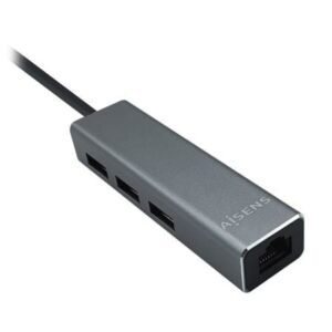Hub USB 3.0 Aisens A106-0401/ 3xUSB/ 1xRJ45/ Cinzento