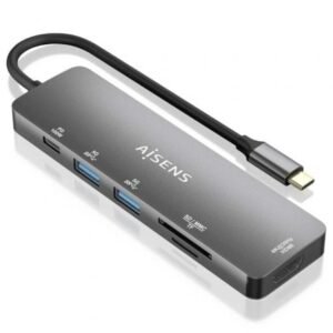 Docking USB Tipo-C Aisens ASUC-6P016-GR/ 1xHDMI 4K/ 2xUSB/ 1xLector Placas/ 1xUSB Tipo-C PD/ Cinzento