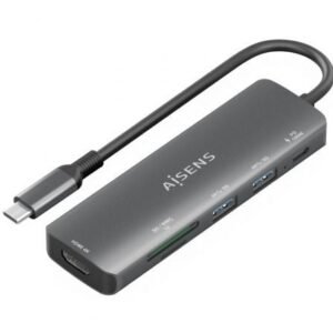 Docking USB Tipo-C Aisens ASUC-6P023-GR/ 1xHDMI 4K/ 2xUSB/ 1xUSB Tipo-C PD/ 1xLector Placas/ Cinzento