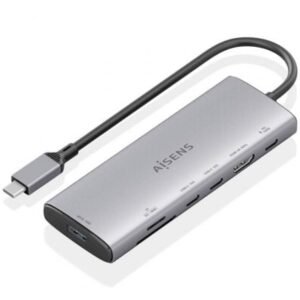 Docking USB Tipo-C Aisens ASUC-7P031-GR/ 1xHDMI 4K/ 1xUSB/ 2xUSB Tipo-C/ 1xLector Placas/ 1xUSB Tipo-C PD/ Cinzento