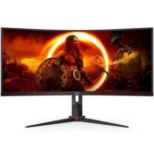 Monitor Gaming Ultrapanorámico Curvo AOC CU34G2XP/BK 34"/ WQHD/ 1ms/ 180Hz/ VA/ Preto