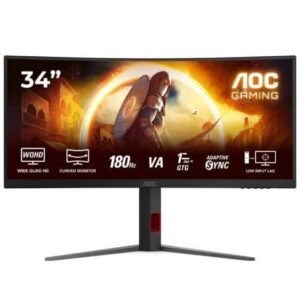 Monitor Gaming Ultrapanorámico Curvo AOC CU34G4 34"/ WQHD/ 1ms/ 180Hz/ VA/ Regulable en altura/ Preto