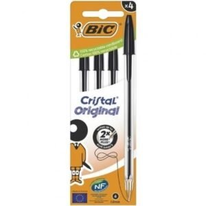 Bolígrafos de Tinta de Aceite Bic Cristal Original 516335/ 4 unidades/ Pretos