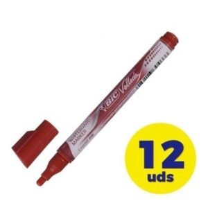 Caixa de Rotuladores de Punta Redonda para Pizarra Bic Velleda 902089/ 1.5mm/ 12 unidades/ Vermelhos
