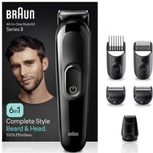 Afeitadora Braun Tudo-em-um 6 en 1 Style Kit Series 3 MGK3410/ con batería/ 6 Accesorios