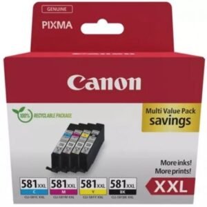 Cartucho de Tinta Original Canon CLI-581XXL Multipack Alta Capacidade/ Cian/ Magenta/ Amarelo/ Preto