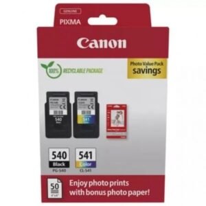 Cartucho de Tinta Original Canon PG-540 + CL-541 Multipack/ Preto/ Tricolor + Papel Fotográfico