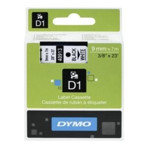 Cinta Rotuladora Adhesiva de Plástico Dymo D1 40913/ para Label Manager/ 9mm x 7m/ Preta-Branca