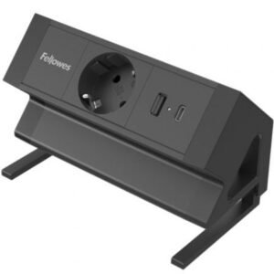 Regleta Desktop Fellowes 100137172/ 1 Tomas de corriente/ 1 USB - 1 USB Tipo-C/ Cabo 2m/ Preta
