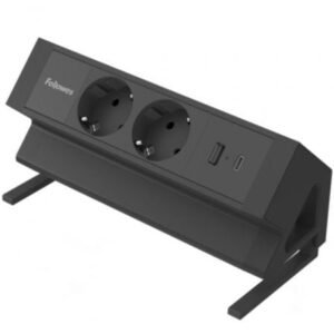 Regleta Desktop Fellowes 100137182/ 2 Tomas de corriente/ 1 USB - 1 USB Tipo-C/ Cabo 2m/ Preta