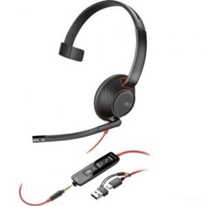 Auricular Poly Blackwire 5210 + 3.5 mm + Adaptador USB-C/A/ con Microfone/ Jack 3.5 - USB Tipo-C/ Jack 3.5 - USB Tipo-C/ Bulk/ Pretos