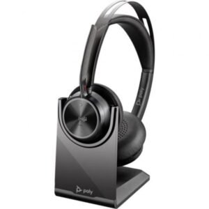 Auscultadores Sem fioss Poly Voyager Focus 2 Microsoft Teams + Adaptador USB-C-A + Soporte de Carga/ con Microfone/ Bluetooth/ Pretos
