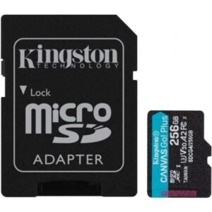 Placa de Memória Kingston CANVAS Go! Plus 256GB microSD XC con Adaptador/ Clase 10/ 200MBs
