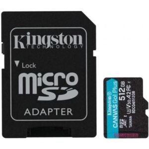 Placa de Memória Kingston CANVAS Go! Plus 512GB microSD XC con Adaptador/ Clase 10/ 200MBs