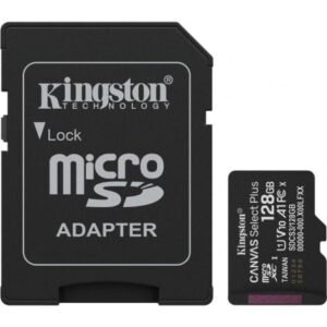 Placa de Memória Kingston CANVAS Select Plus 128GB microSD XC con Adaptador/ Clase 10/ 150MBs