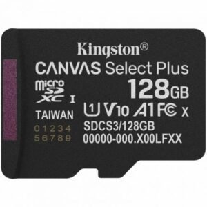 Placa de Memória Kingston CANVAS Select Plus 128GB microSD XC/ Clase 10/ 150MBs
