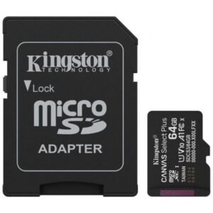 Placa de Memória Kingston CANVAS Select Plus 64GB microSD XC con Adaptador/ Clase 10/ 100MBs