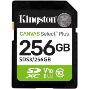 Placa de Memória Kingston CANVAS Select Plus 256GB SD XC/ Clase 10/ 150MBs