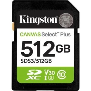 Placa de Memória Kingston CANVAS Select Plus 512GB SD XC/ Clase 10/ 150MBs