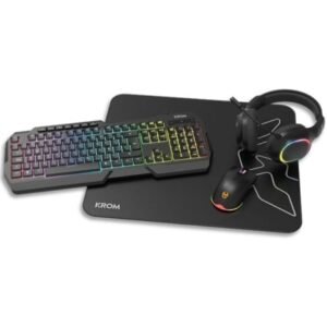 Pack Gaming Krom Kenta/ Teclado RGB + Rato + Alfombrilla + Auscultadores