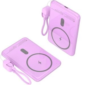 Powerbank 5000mAh Leotec LEPOWW20W5P/ 20W/ Wireless/ Púrpura/ Incluye Cabo USB Tipo-C