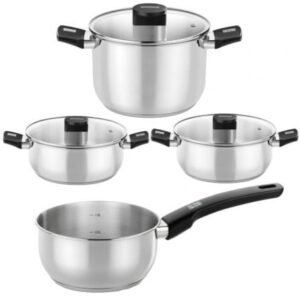 Pack Bateria de Cocina Elite Monix M240001/ Cazo Ø14cm/ Ollas Ø24cm/ Cacerolas Ø20 - 24cm/ Acero Inoxidable/ Apta para Inducción