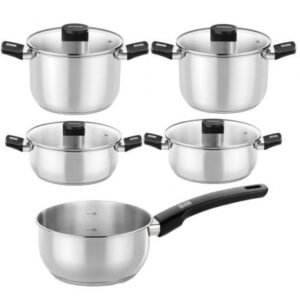 Pack Bateria de Cocina Elite Monix M240002/ Cazo Ø14cm/ Ollas Ø20 - 24cm/ Cacerolas Ø20 - 24cm/ Acero Inoxidable/ Apta para Inducción