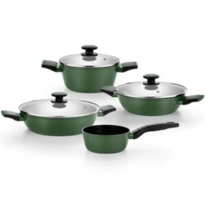 Pack Bateria de Cocina Monix Forest M509900/ Cazo Ø16cm/ Cacerolas bajas Ø24 - 28cm/ Cacerolas Ø20cm/ Acero Inoxidable/ Apta para Inducción