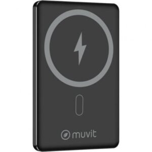 Powerbank 5000mAh Muvit For Change MCCHP0009/ 20W/ Wireless/ Preta/ Incluye Cabo USB Tipo-C