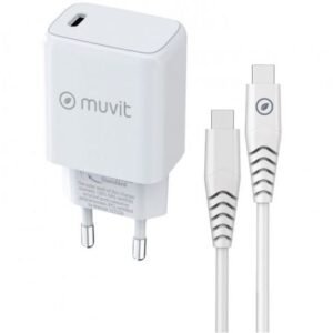 Carregador de Pared Muvit For Change MCPAK0044/ 1xUSB Tipo-C + Cabo USB Tipo-C/ 20W