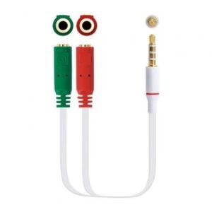 Cabo Estéreo Nanocable 10.24.1201/ Jack 3.5 Macho - 2x Jack 3.5 Hembra/ 20cm/ Branco