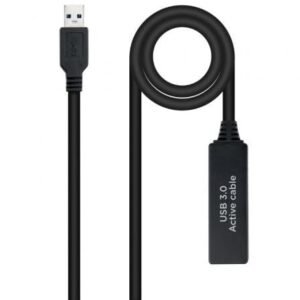 Cabo Alargador Amplificador USB 3.0 Nanocable 10.01.0312/ USB Macho - USB Hembra/ 10m/ Preto